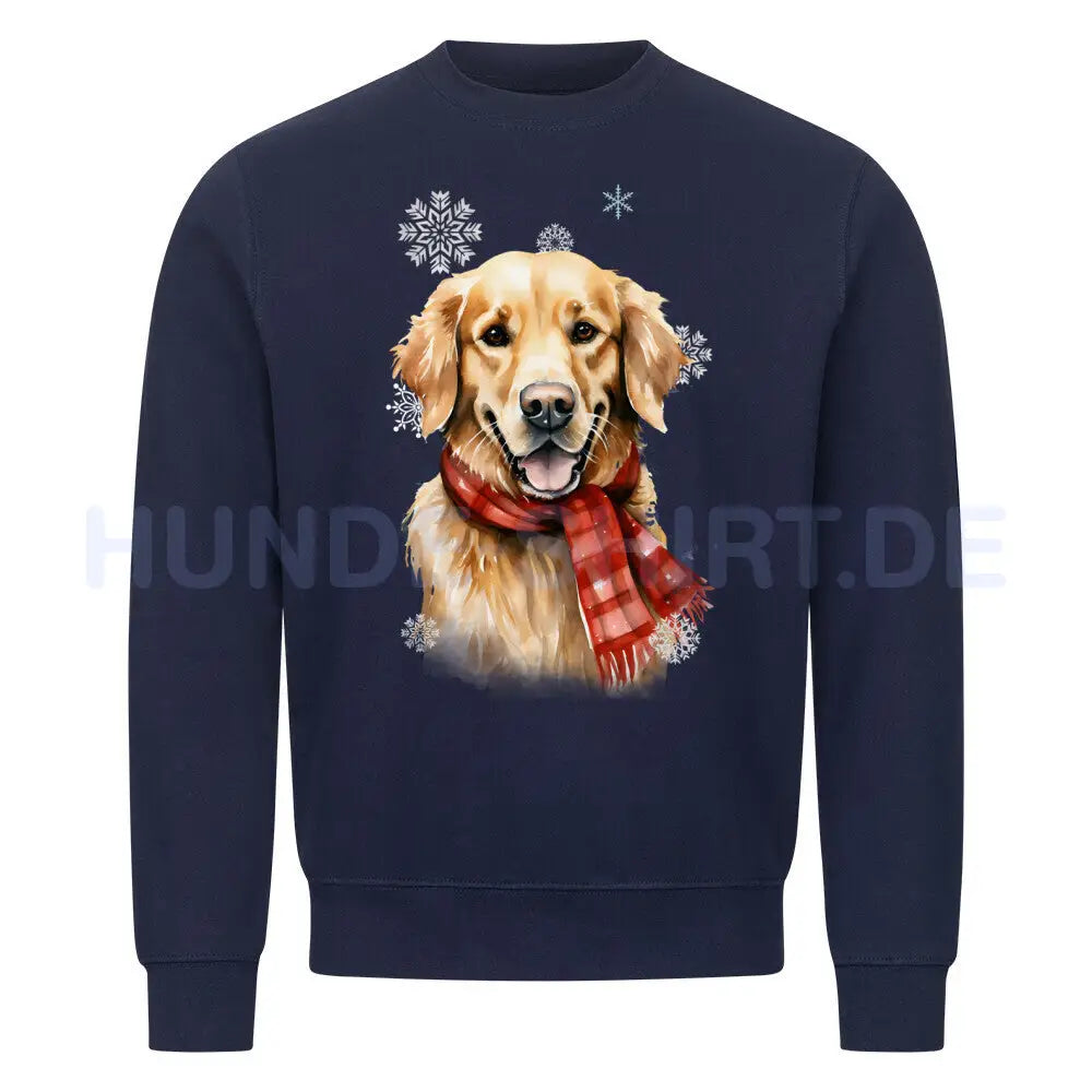 Premium Sweatshirt "Golden Retriever Winter rot" Navy Blue – hunde-shirt.de