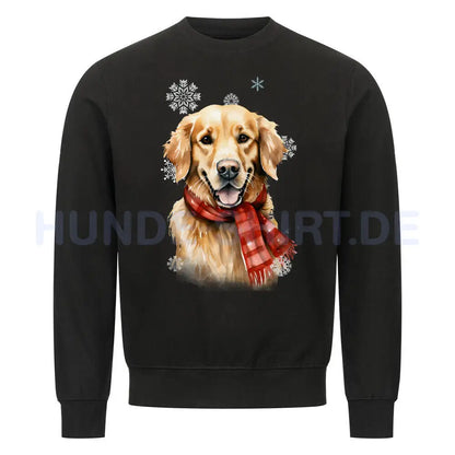 Premium Sweatshirt "Golden Retriever Winter rot" Schwarz – hunde-shirt.de