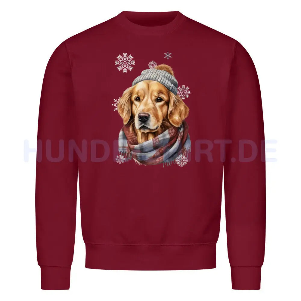 Premium Sweatshirt "Golden Retriever Winter" Burgunder – hunde-shirt.de