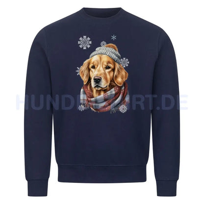 Premium Sweatshirt "Golden Retriever Winter" Navy Blue – hunde-shirt.de