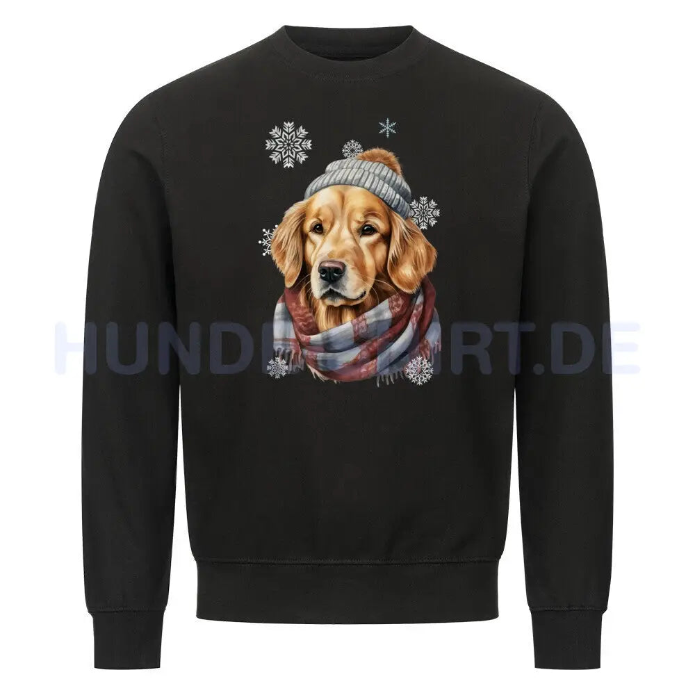 Premium Sweatshirt "Golden Retriever Winter" Schwarz – hunde-shirt.de