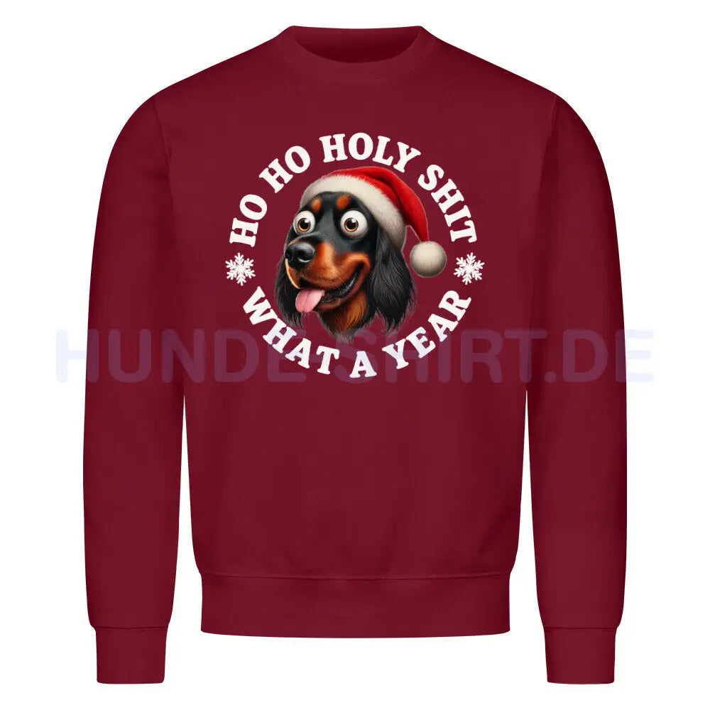 Premium Sweatshirt "Gordon Setter - HO HO..." Burgunder – hunde-shirt.de