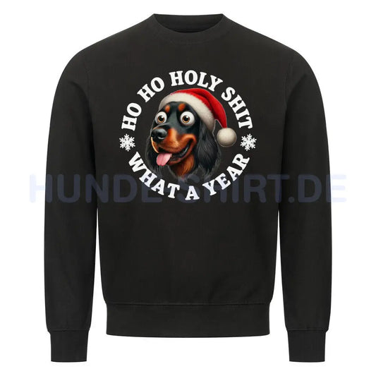 Premium Sweatshirt "Gordon Setter - HO HO..." Schwarz – hunde-shirt.de