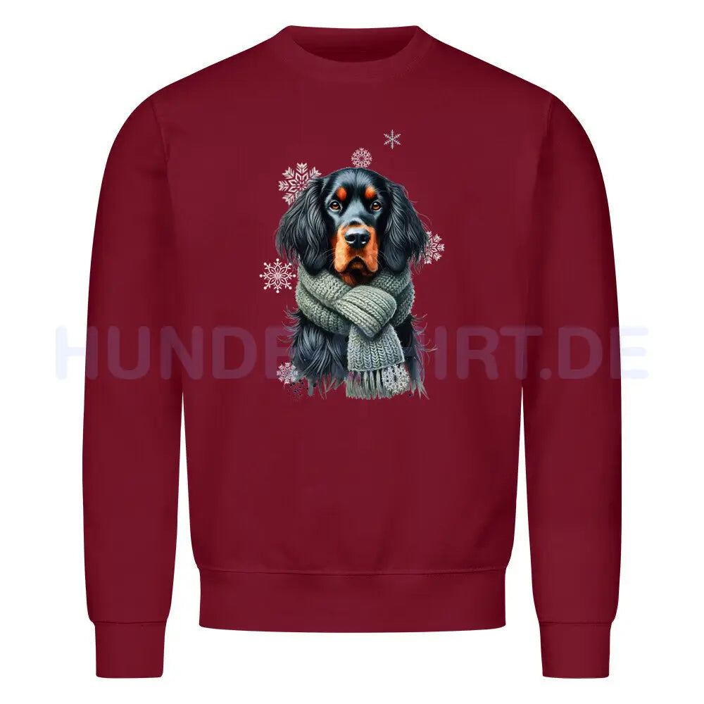 Premium Sweatshirt "Gordon Setter Winter" Burgunder – hunde-shirt.de