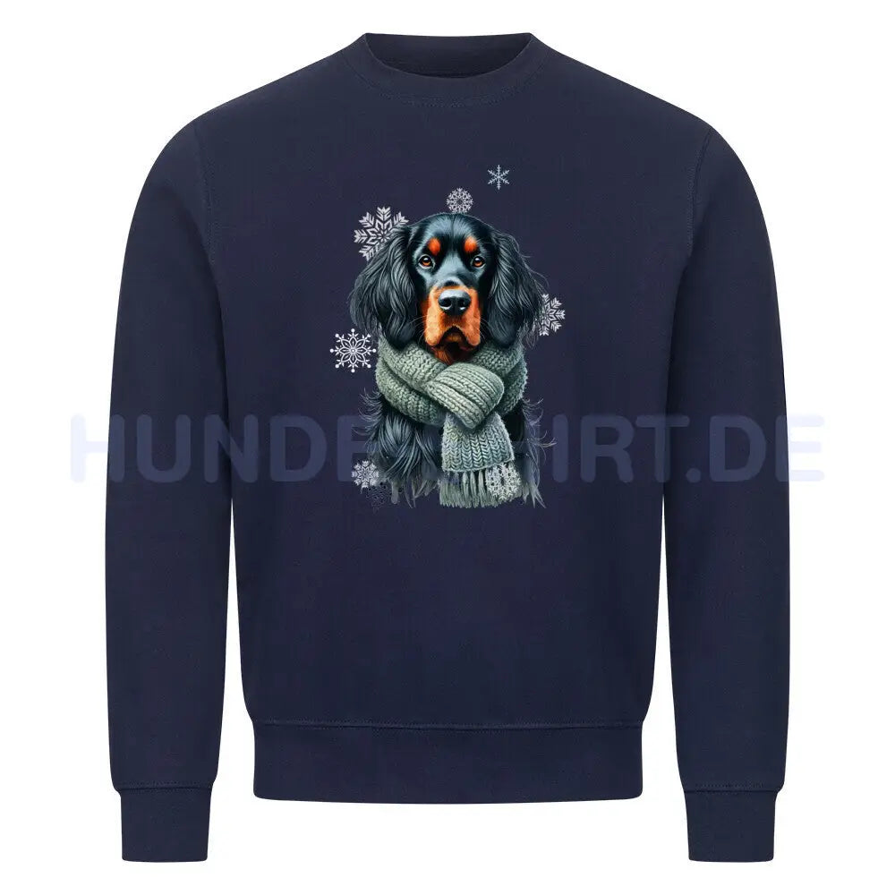 Premium Sweatshirt "Gordon Setter Winter" Navy Blue – hunde-shirt.de