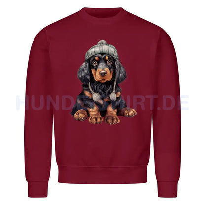 Premium Sweatshirt "Gordon Setter - Winterbub" Burgunder – hunde-shirt.de