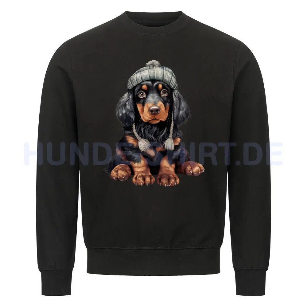 Premium Sweatshirt "Gordon Setter - Winterbub" Schwarz – hunde-shirt.de