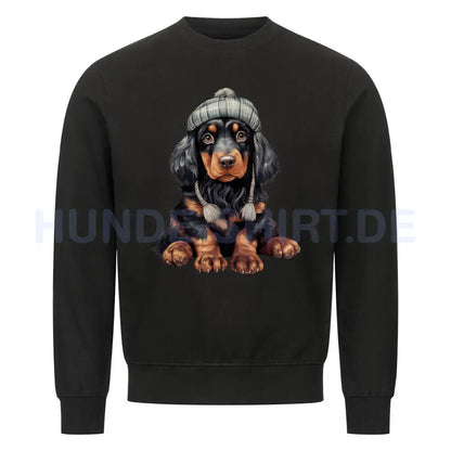 Premium Sweatshirt "Gordon Setter - Winterbub" Schwarz – hunde-shirt.de