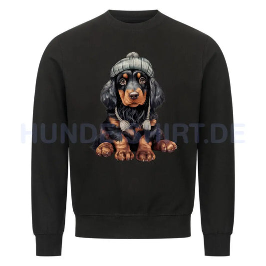 Premium Sweatshirt "Gordon Setter - Winterbub" Schwarz – hunde-shirt.de