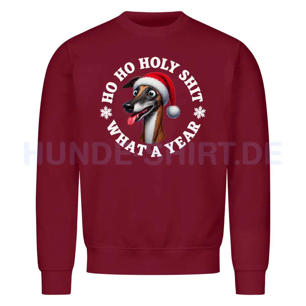 Premium Sweatshirt "Greyhound - HO HO..." Burgunder – hunde-shirt.de