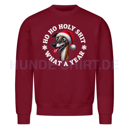 Premium Sweatshirt "Greyhound - HO HO..." Burgunder – hunde-shirt.de