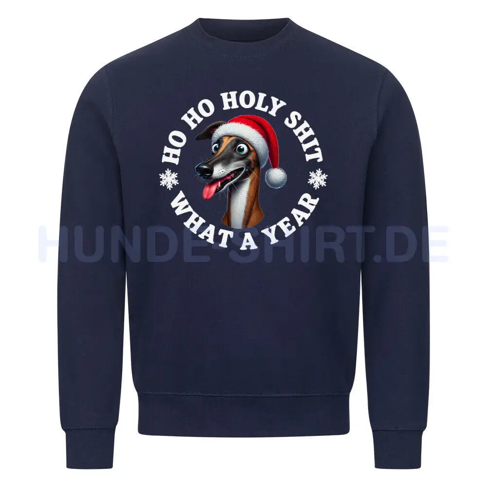 Premium Sweatshirt "Greyhound - HO HO..." Navy Blue – hunde-shirt.de