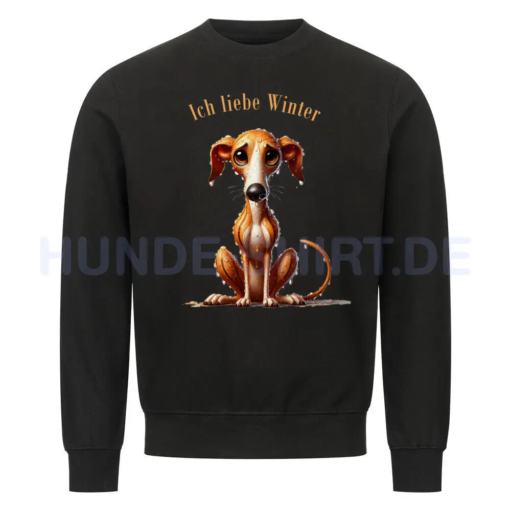 Premium Sweatshirt "Greyhound - Ich liebe Winter" Schwarz – hunde-shirt.de