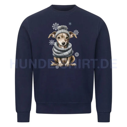 Premium Sweatshirt "Greyhound Winter grau" Navy Blue – hunde-shirt.de