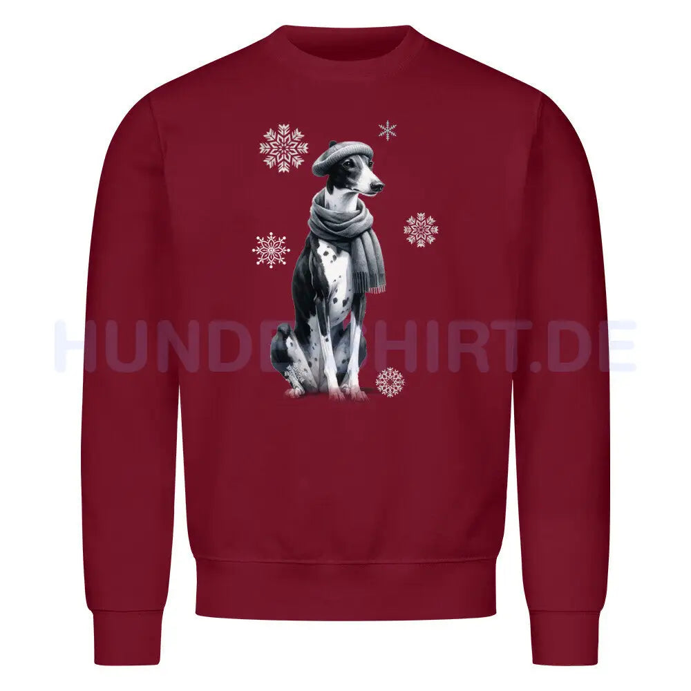 Premium Sweatshirt "Greyhound Winter" Burgunder – hunde-shirt.de