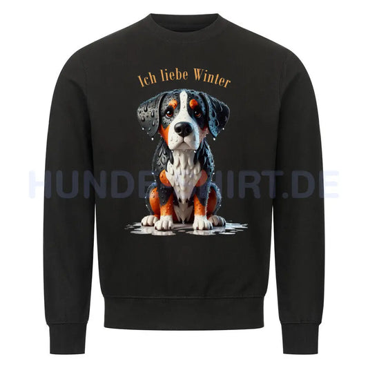 Premium Sweatshirt "Großer Schweizer - Ich liebe Winter" Schwarz – hunde-shirt.de