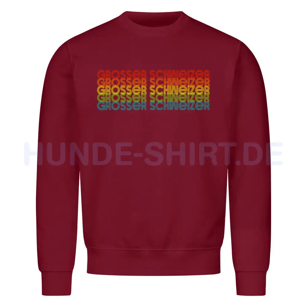 Premium Sweatshirt "Großer Schweizer - RETRO" Burgunder – hunde-shirt.de