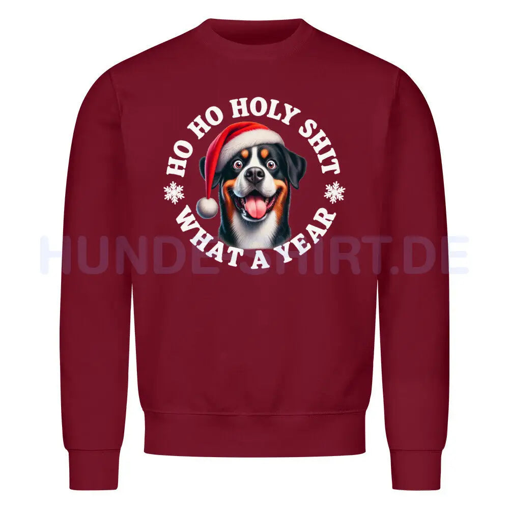 Premium Sweatshirt "Großer Schweizer Sennenhund - HO HO..." Burgunder – hunde-shirt.de