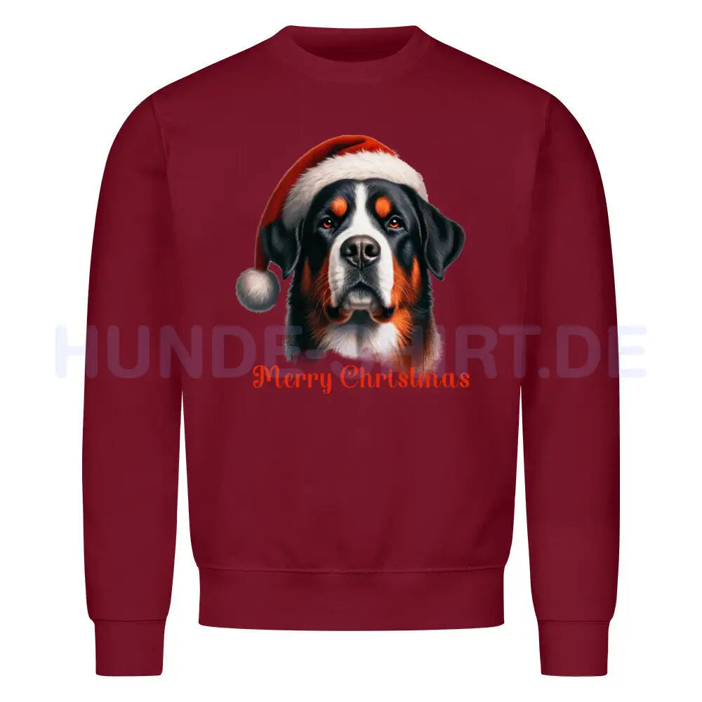 Premium Sweatshirt "Großer Schweizer Sennenhund - Merry Christmas" Burgunder – hunde-shirt.de