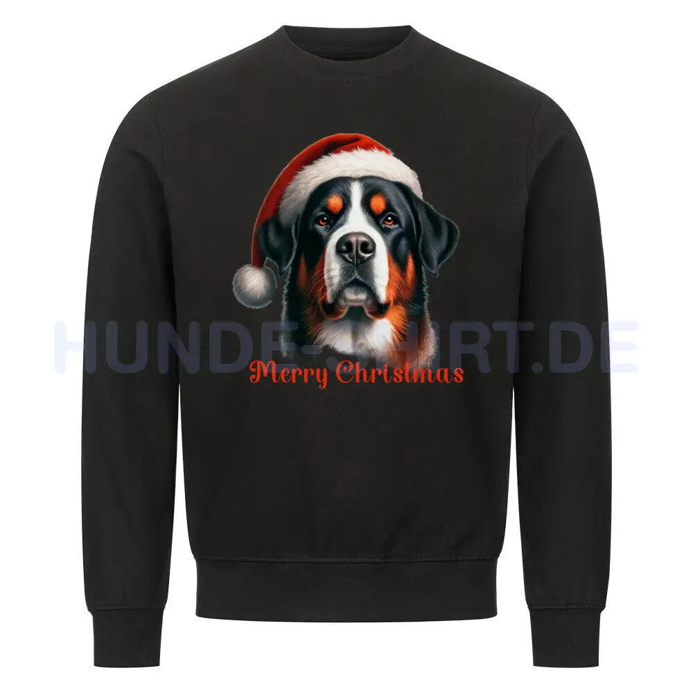 Premium Sweatshirt "Großer Schweizer Sennenhund - Merry Christmas" Schwarz – hunde-shirt.de