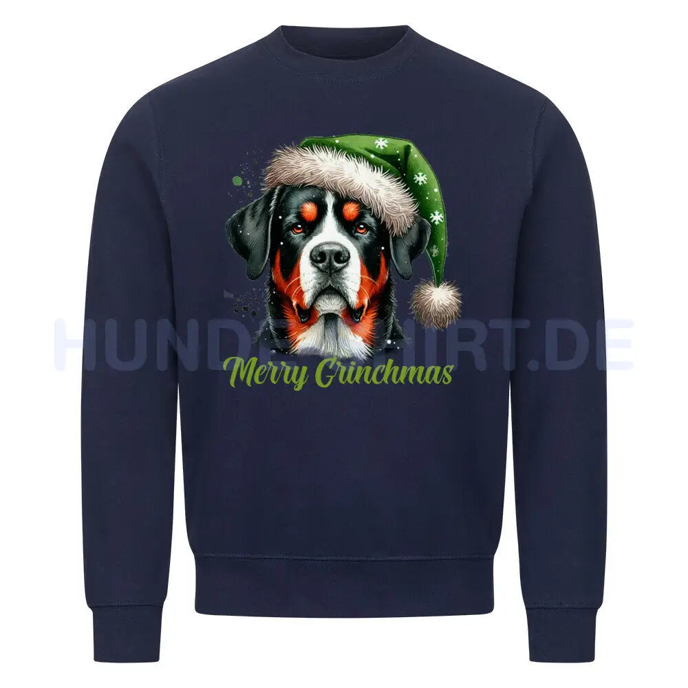 Premium Sweatshirt "Großer Schweizer Sennenhund - Merry Grinchmas" Navy Blue – hunde-shirt.de