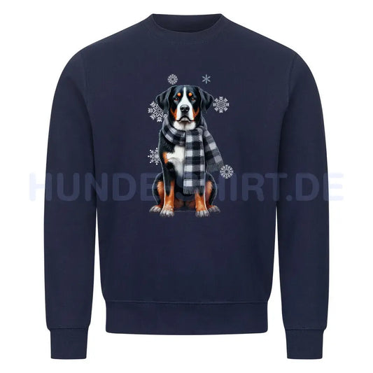 Premium Sweatshirt "Großer Schweizer Sennenhund Winter" Navy Blue – hunde-shirt.de