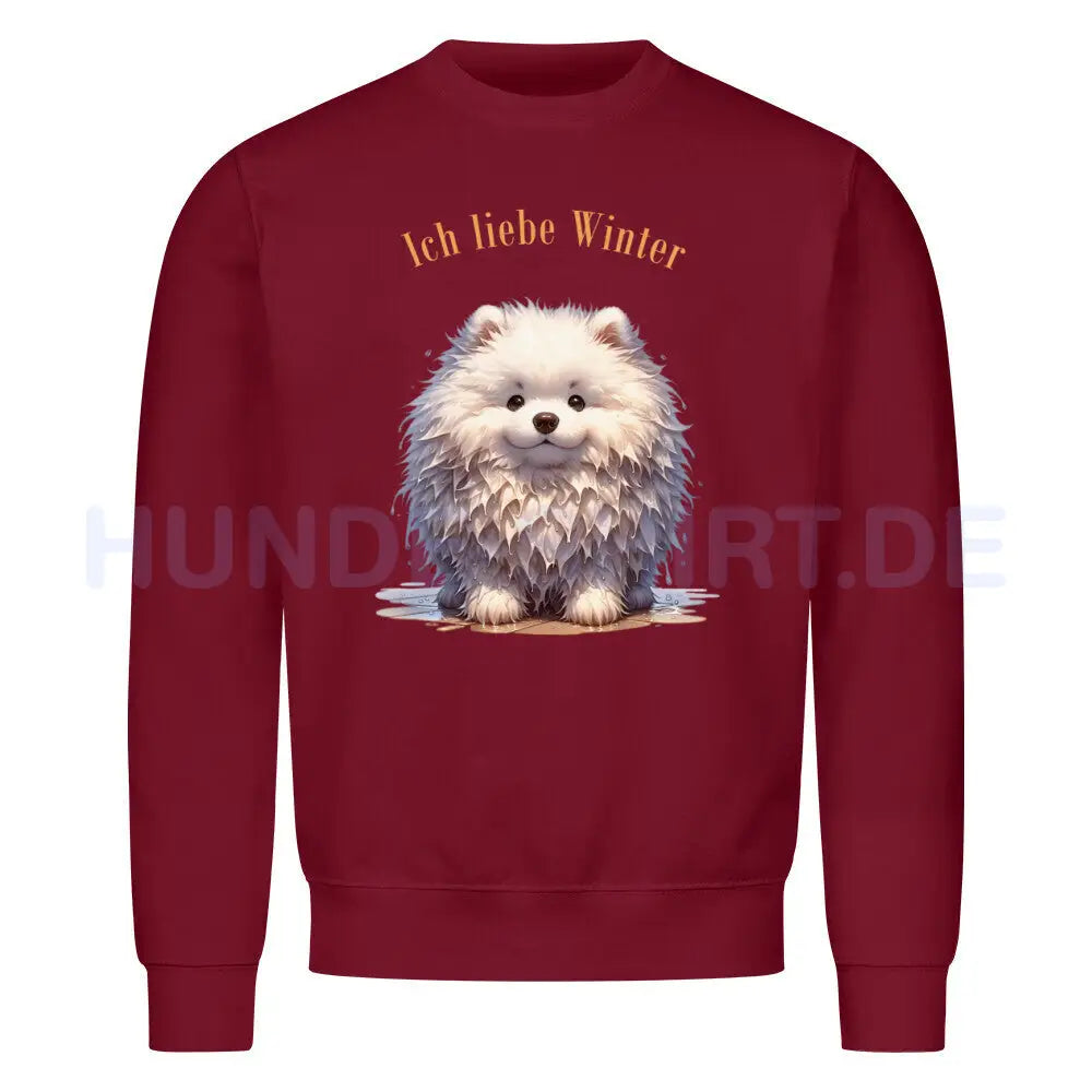 Premium Sweatshirt "Großspitz - Ich liebe Winter" Burgunder – hunde-shirt.de