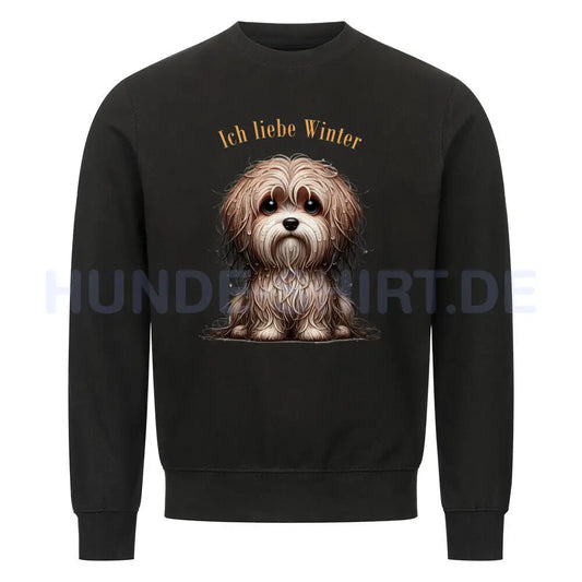 Premium Sweatshirt "Havaneser - Ich liebe Winter" Schwarz – hunde-shirt.de