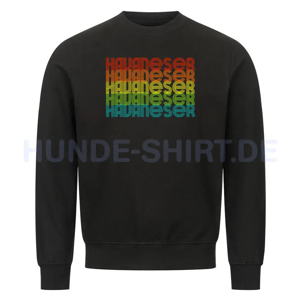 Premium Sweatshirt "Havaneser - RETRO" Schwarz – hunde-shirt.de