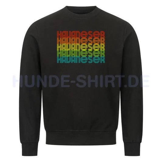 Premium Sweatshirt "Havaneser - RETRO" Schwarz – hunde-shirt.de