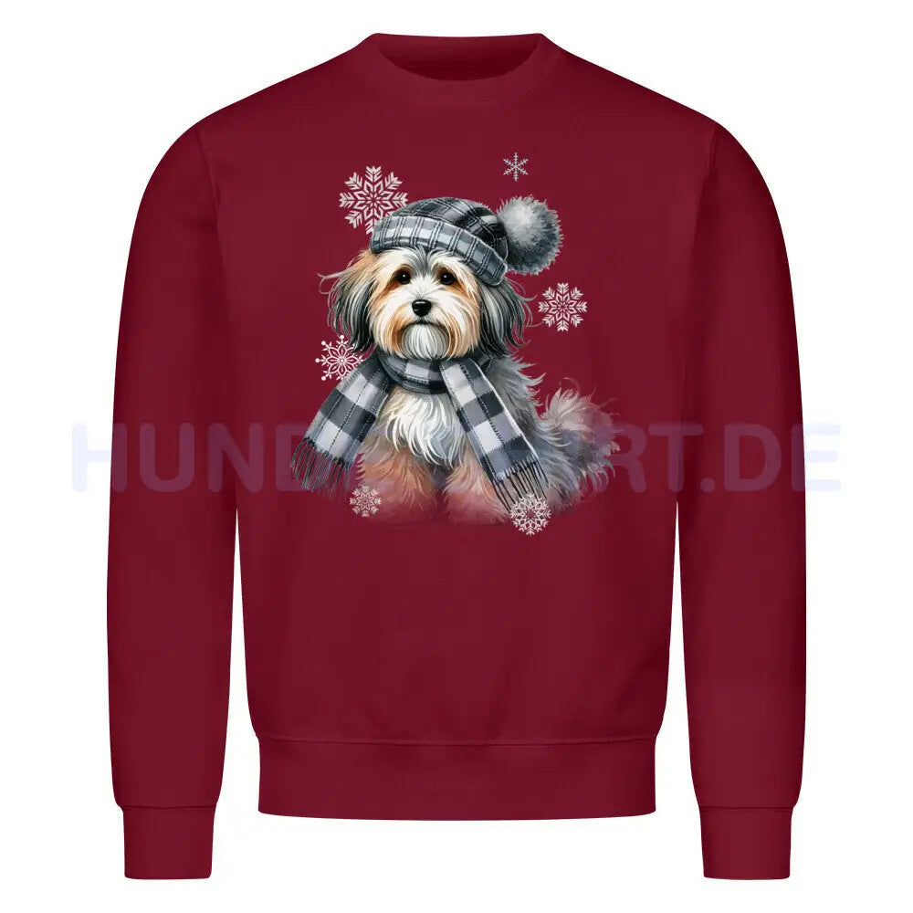 Premium Sweatshirt "Havaneser Winter" Burgunder – hunde-shirt.de