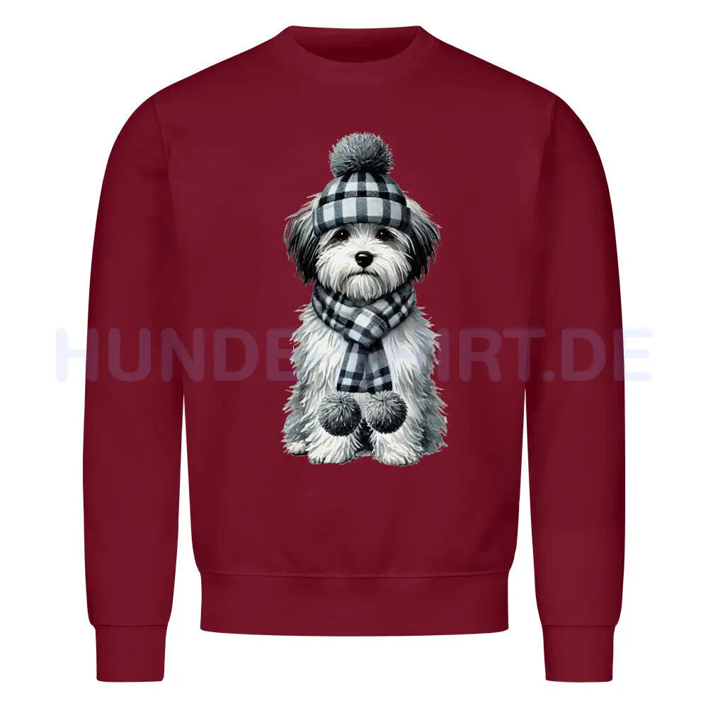 Premium Sweatshirt "Havaneser - Winter" Burgunder – hunde-shirt.de