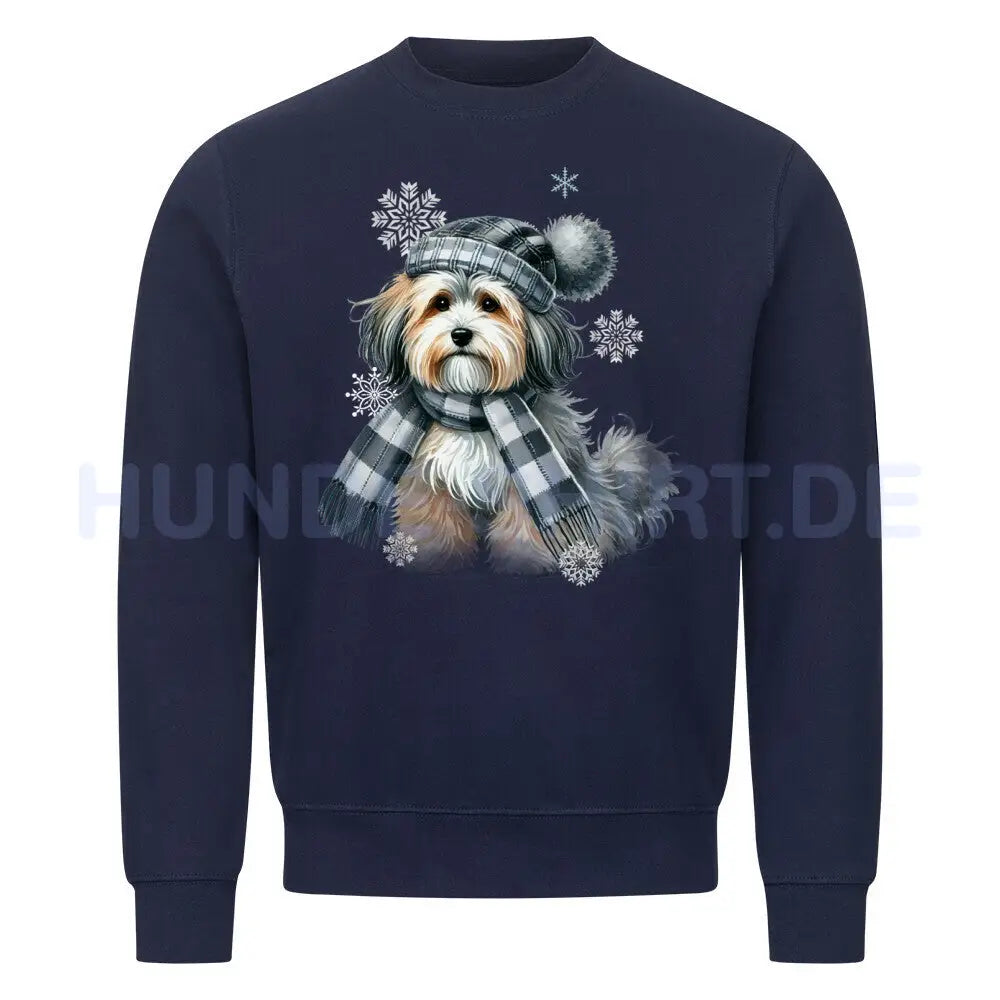 Premium Sweatshirt "Havaneser Winter" Navy Blue – hunde-shirt.de