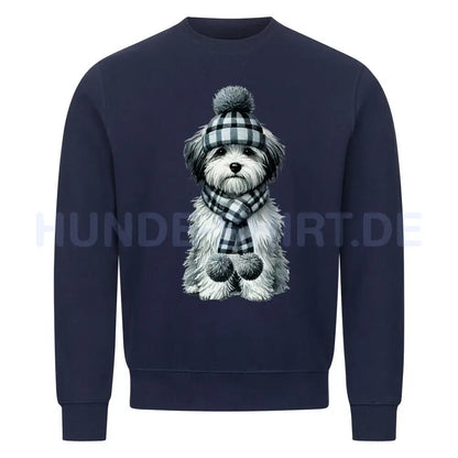 Premium Sweatshirt "Havaneser - Winter" Navy Blue – hunde-shirt.de