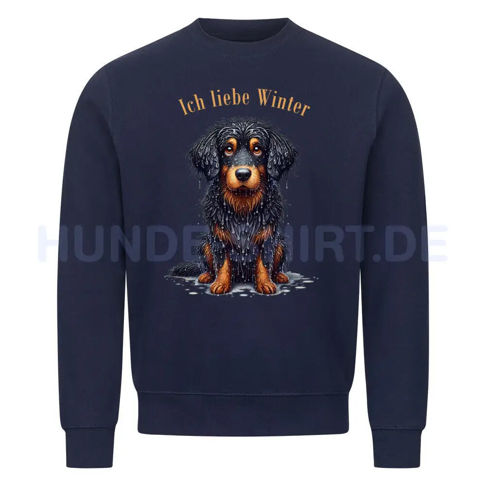 Premium Sweatshirt "Hovawart - Ich liebe Winter" Navy Blue – hunde-shirt.de