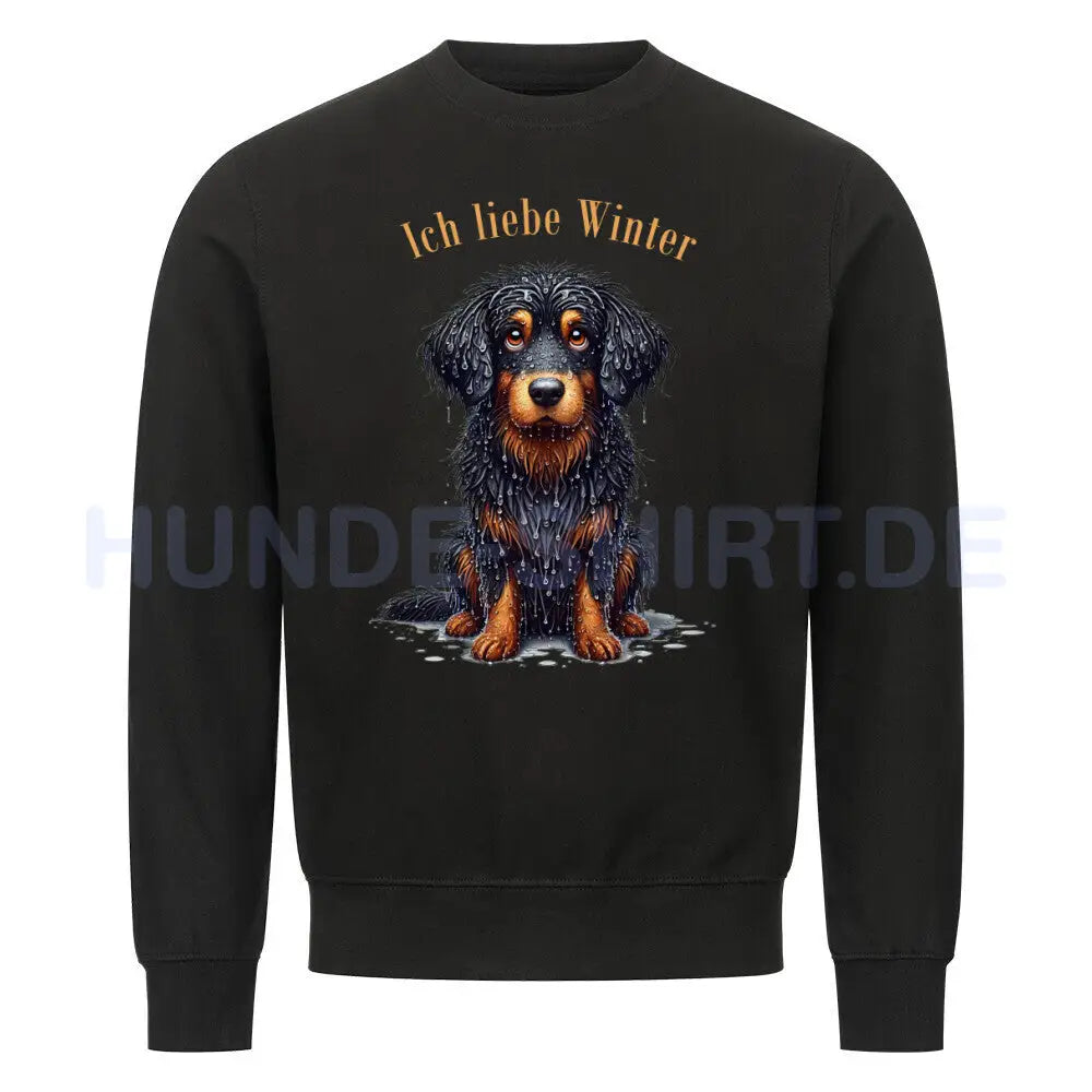 Premium Sweatshirt "Hovawart - Ich liebe Winter" Schwarz – hunde-shirt.de