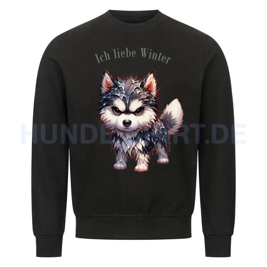 Premium Sweatshirt "Husky - Ich liebe Winter" Schwarz – hunde-shirt.de