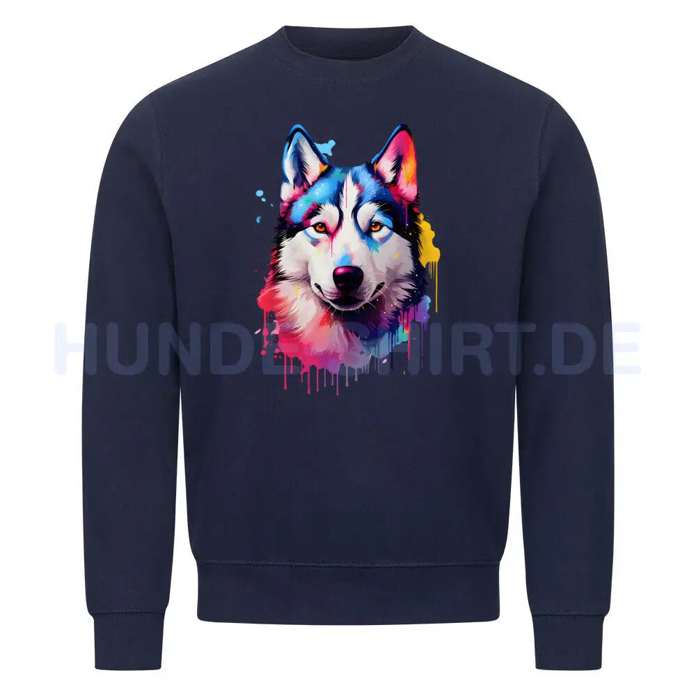 Premium Sweatshirt "Husky - Paint" Navy Blue – hunde-shirt.de