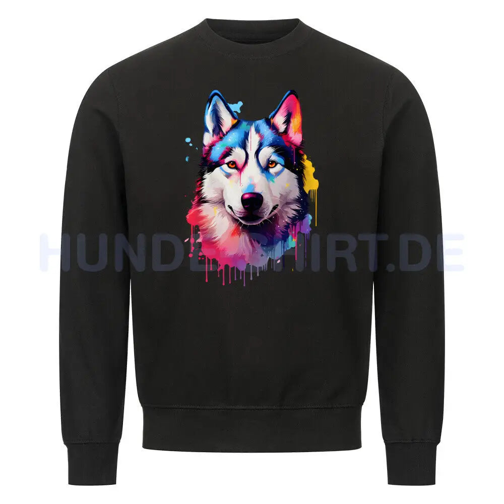 Premium Sweatshirt "Husky - Paint" Schwarz – hunde-shirt.de