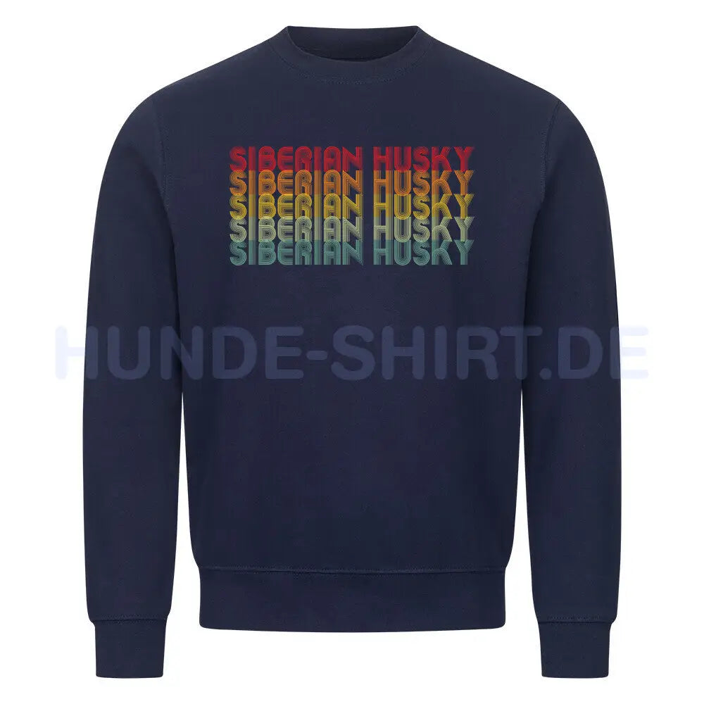 Premium Sweatshirt "Husky - RETRO" Navy Blue – hunde-shirt.de