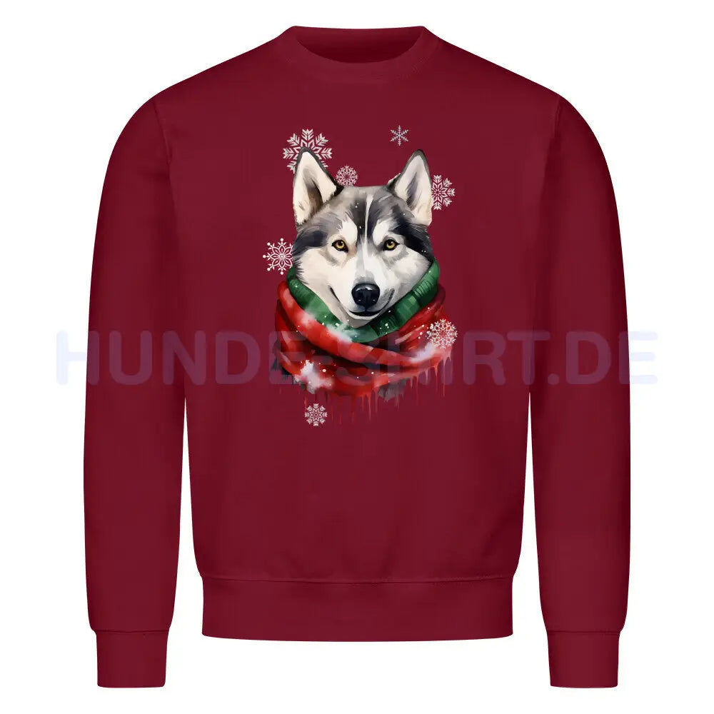 Premium Sweatshirt "Husky Winter" Burgunder – hunde-shirt.de