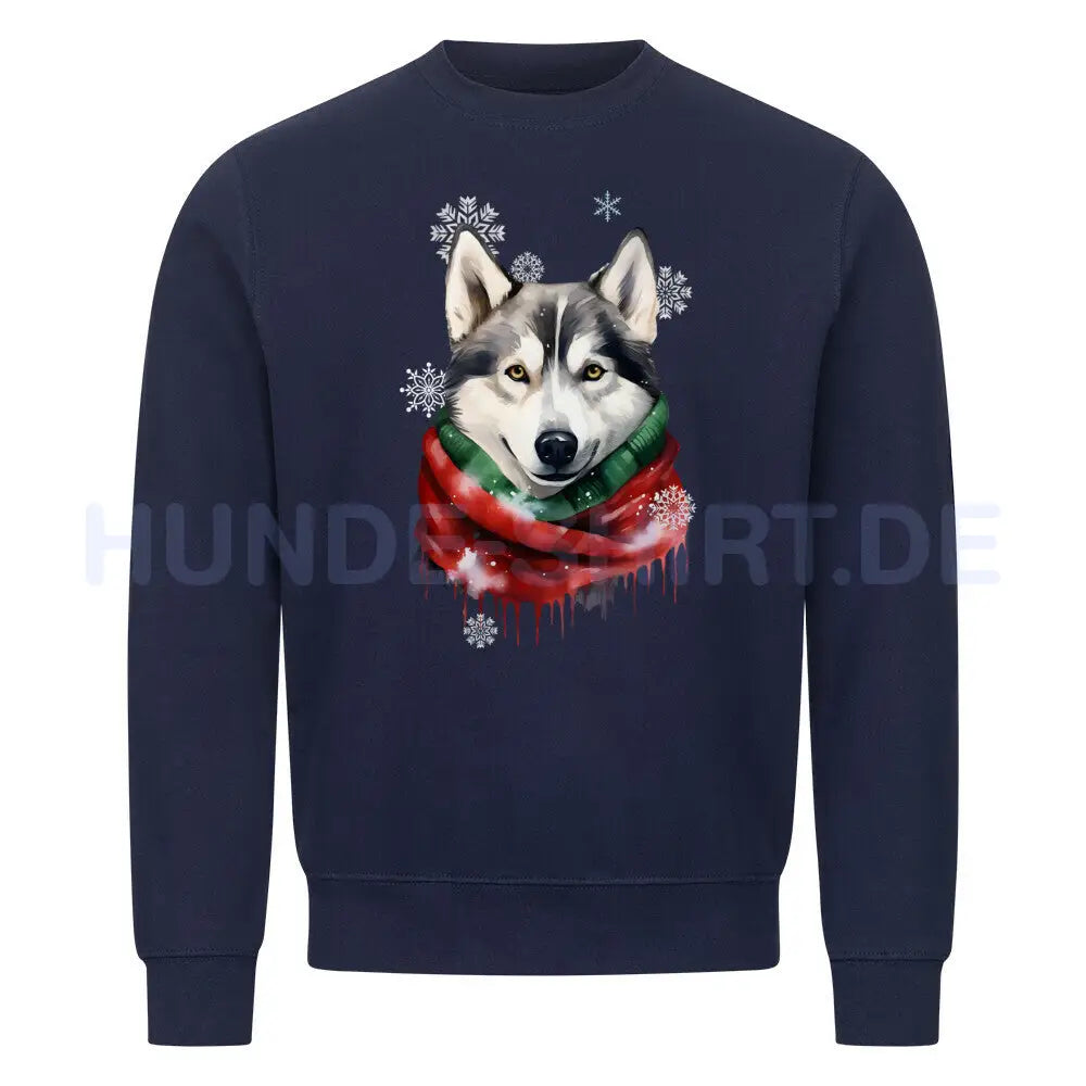 Premium Sweatshirt "Husky Winter" Navy Blue – hunde-shirt.de