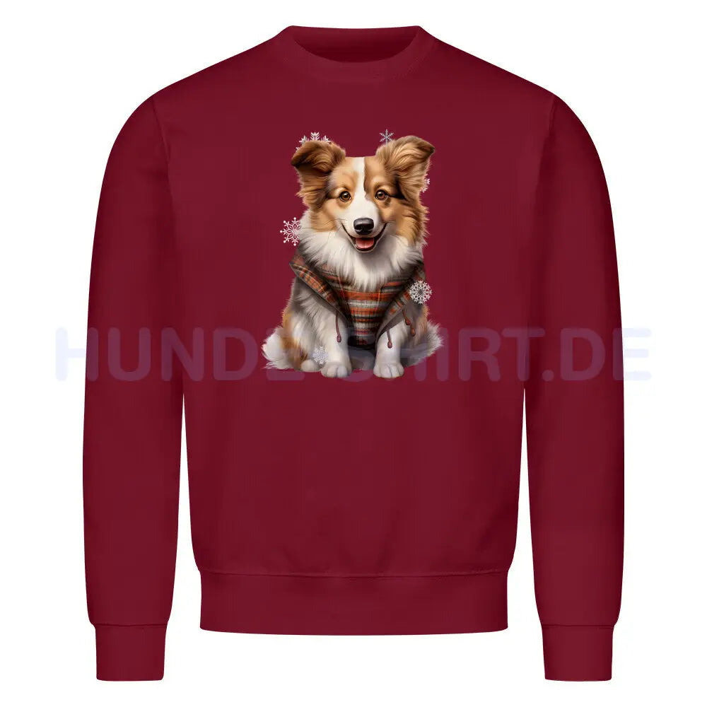 Premium Sweatshirt "Icelandic Sheepdog - Winter" Burgunder – hunde-shirt.de