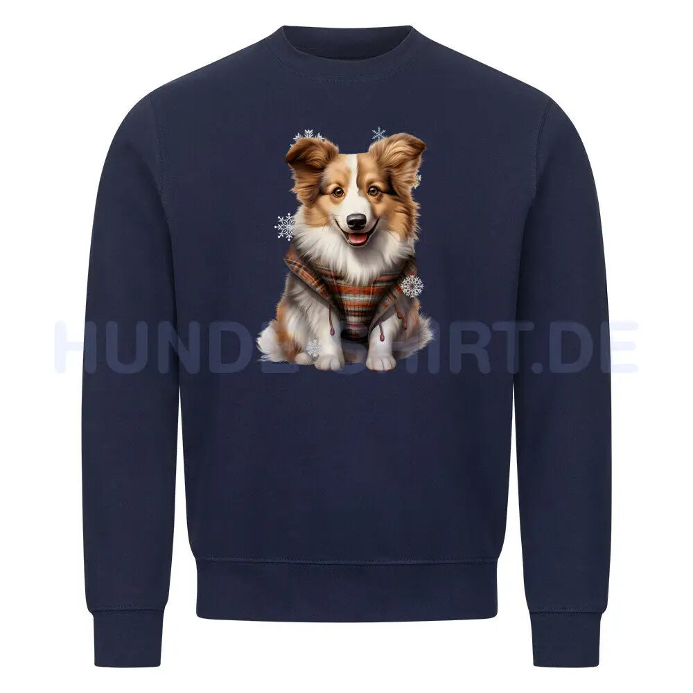 Premium Sweatshirt "Icelandic Sheepdog - Winter" Navy Blue – hunde-shirt.de