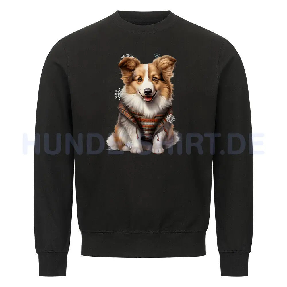 Premium Sweatshirt "Icelandic Sheepdog - Winter" Schwarz – hunde-shirt.de