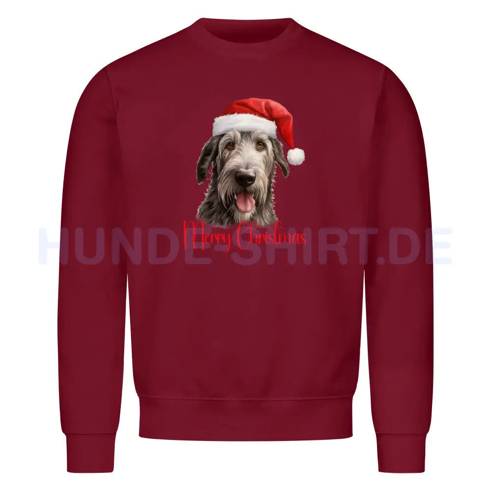 Premium Sweatshirt "Irischer Wolfshund - Merry Christmas" Burgunder – hunde-shirt.de