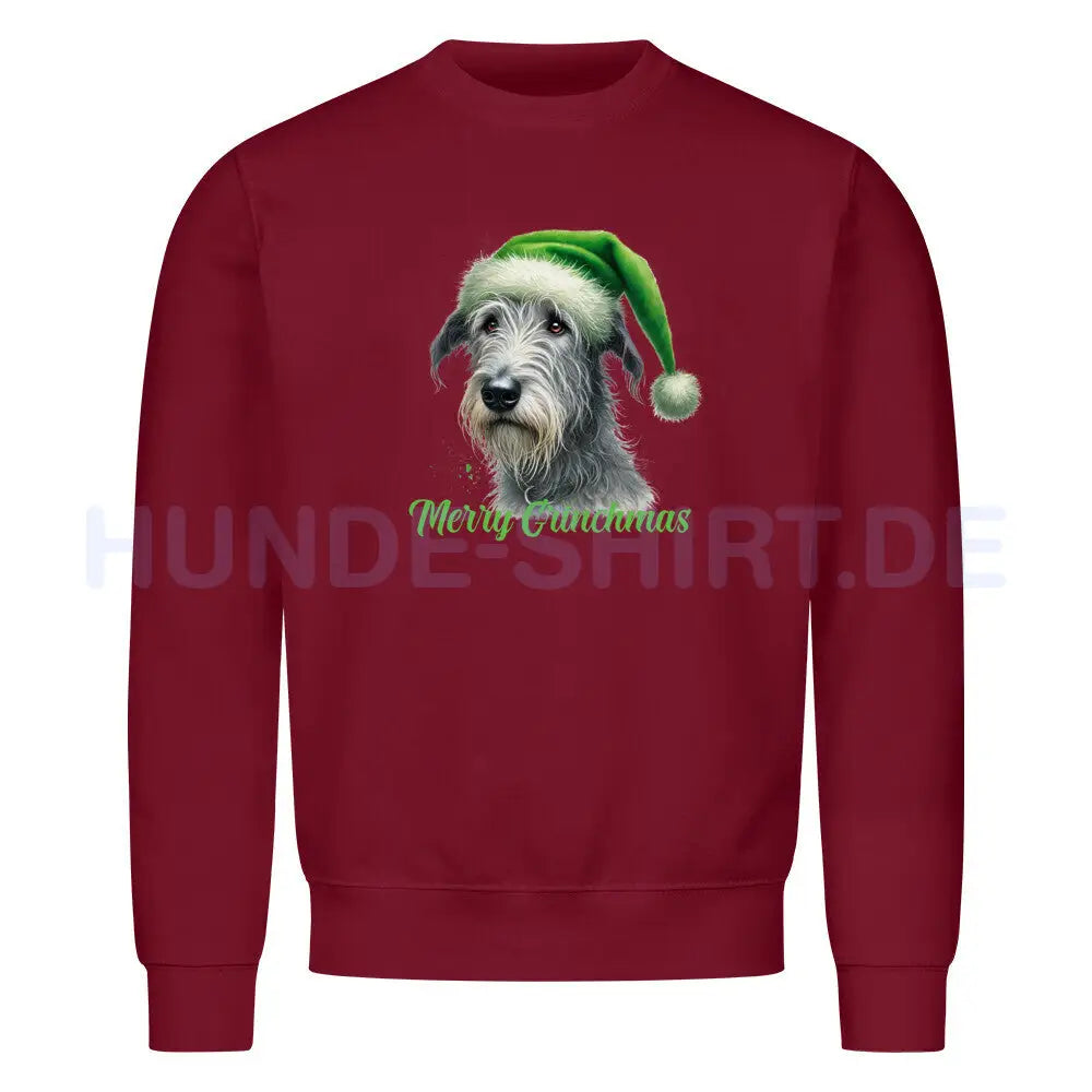 Premium Sweatshirt "Irischer Wolfshund - Merry Grinchmas" Burgunder – hunde-shirt.de