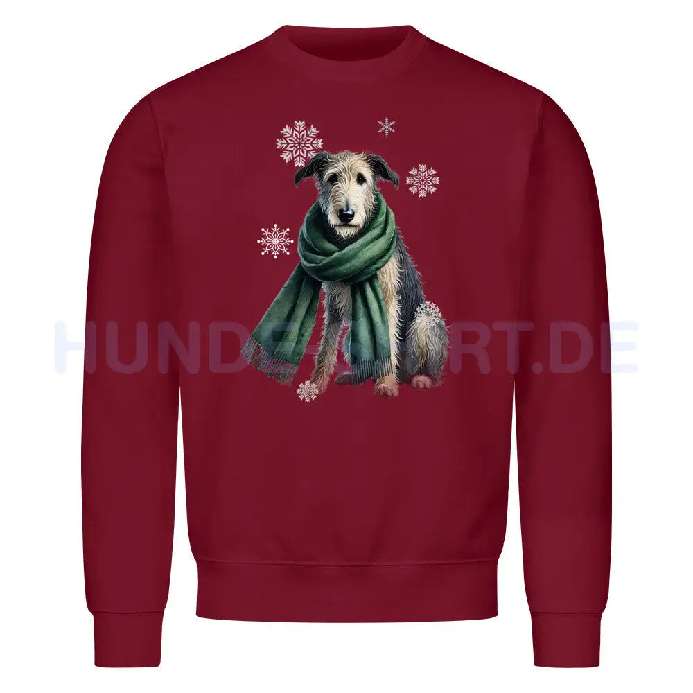 Premium Sweatshirt "Irischer Wolfshund Winter" Burgunder – hunde-shirt.de