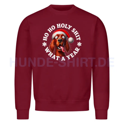 Premium Sweatshirt "Irish Setter - HO HO..." Burgunder – hunde-shirt.de