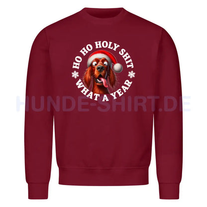 Premium Sweatshirt "Irish Setter - HO HO..." Burgunder – hunde-shirt.de